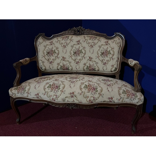 233 - Five Piece Walnut Continental Drawing Room Suite (Settee 120 cm W x 98 cm H x 65 cm D)