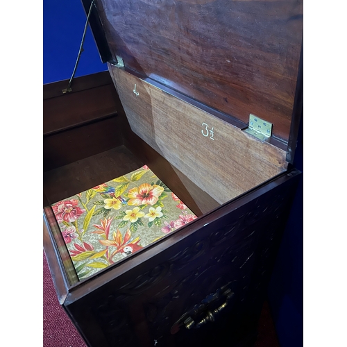 234 - Finely Carved Lift Top Blanket Chest with Brass Carrying Handles (122 cm W x 111 cm H x 60 cm D)