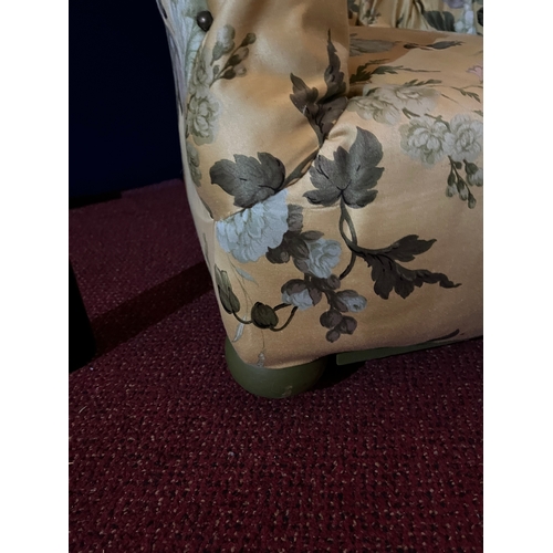 235 - Pair of Edwardian Low Tub Chairs with Floral Upholstery on Bun Feet and a Chippendale Style Wine Tab... 