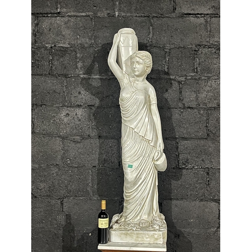 615 - Full Size Plaster Figure of a Grecian Lady Carrying an Urn and Ewer (43 cm W x 160 cm H)