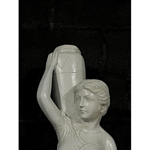 615 - Full Size Plaster Figure of a Grecian Lady Carrying an Urn and Ewer (43 cm W x 160 cm H)