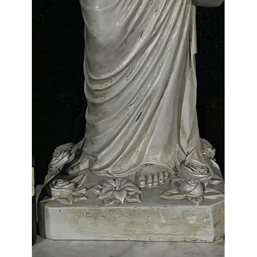 615 - Full Size Plaster Figure of a Grecian Lady Carrying an Urn and Ewer (43 cm W x 160 cm H)