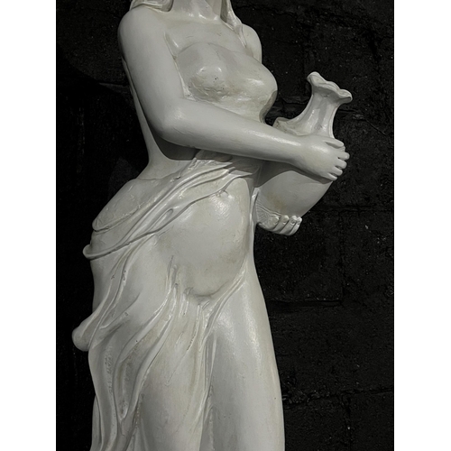 616 - Full Size Plaster Figure of a Grecian Lady Carrying an Urn (43 cm W x 153 cm H)