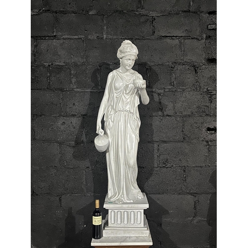 617 - Full Size Plaster Figure of a Grecian Lady Carrying an Urn (47 cm W x 158 cm H)