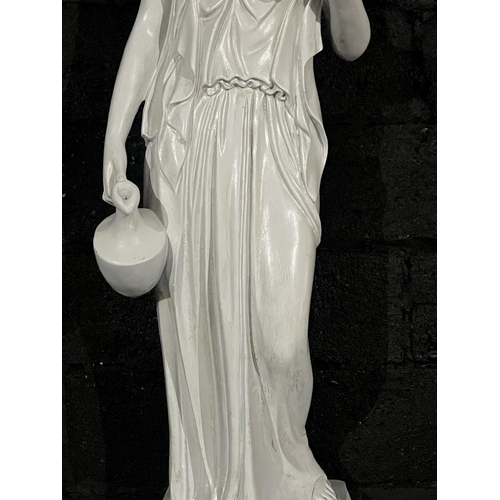 617 - Full Size Plaster Figure of a Grecian Lady Carrying an Urn (47 cm W x 158 cm H)