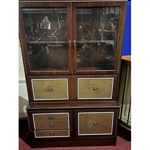 620 - Upcycled Mahogany and Painted Fall Front Cabinet and a Walnut Bow Fronted Cabinet (113 cm W x 184 cm... 