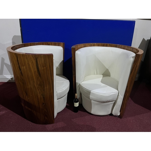 622 - Pair of Quality Tub Chairs in the Deco Style, Rosewood and Upholstered (85 cm W x 88 cm H x 80 cm D)