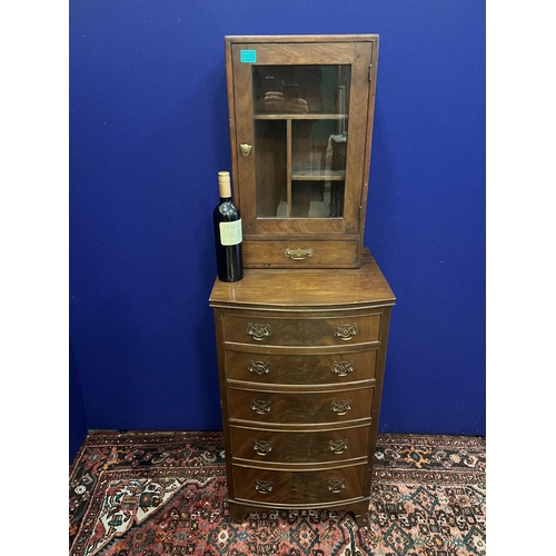 624 - Regency Style Bow Fronted Chest of Five Graduated Drawers and an Edwardian Wall Mounted Smokers Cabi... 