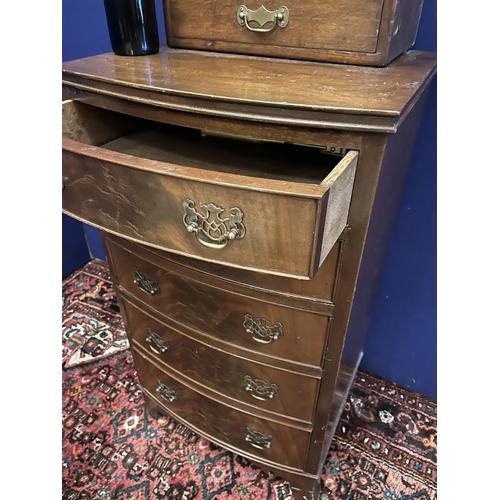 624 - Regency Style Bow Fronted Chest of Five Graduated Drawers and an Edwardian Wall Mounted Smokers Cabi... 