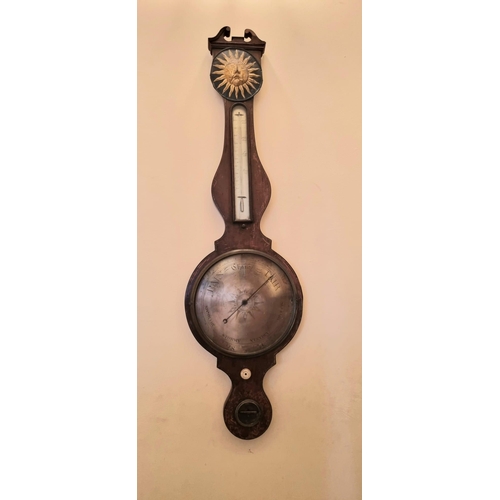 772 - Imposing Large Georgian Irish Mahogany Barometer R. Neill Belfast, Bright Cut Silver, Engraved Dial ... 