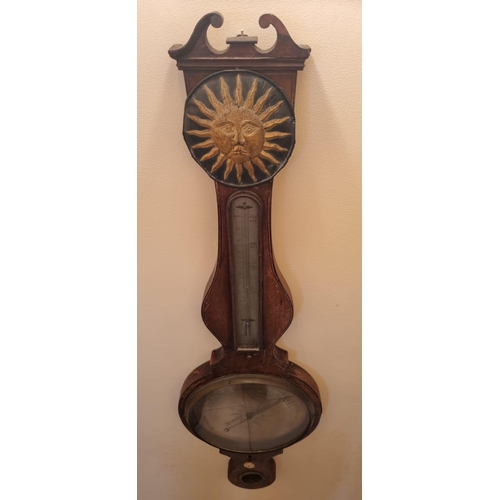 772 - Imposing Large Georgian Irish Mahogany Barometer R. Neill Belfast, Bright Cut Silver, Engraved Dial ... 