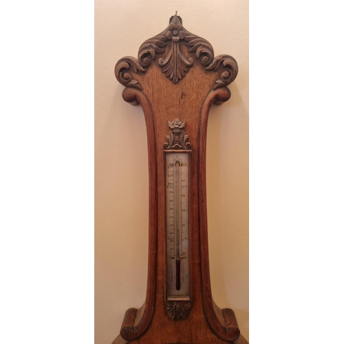 773 - Impressive Large Oak 19th Century Irish Wall Barometer