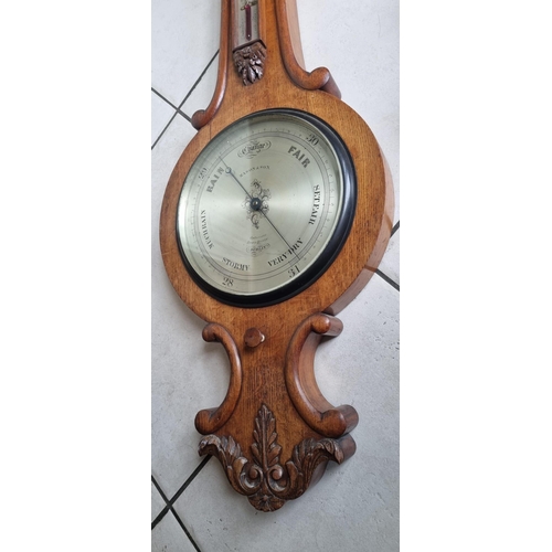 773 - Impressive Large Oak 19th Century Irish Wall Barometer