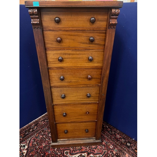 777 - A Fine quality early Victorian Mahogany Tall Wellington chest of seven graduated drawers on plinth b... 