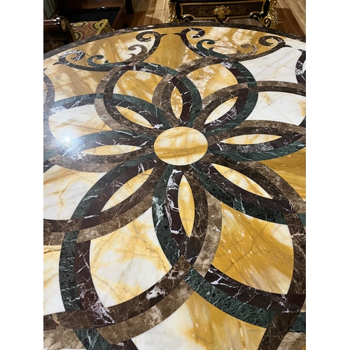 780 - Spectacular Marble Top Specimen Centre Table     Unusually Tall with Convex undercarriage, standing ... 