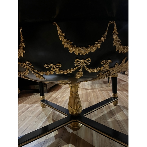 780 - Spectacular Marble Top Specimen Centre Table     Unusually Tall with Convex undercarriage, standing ... 