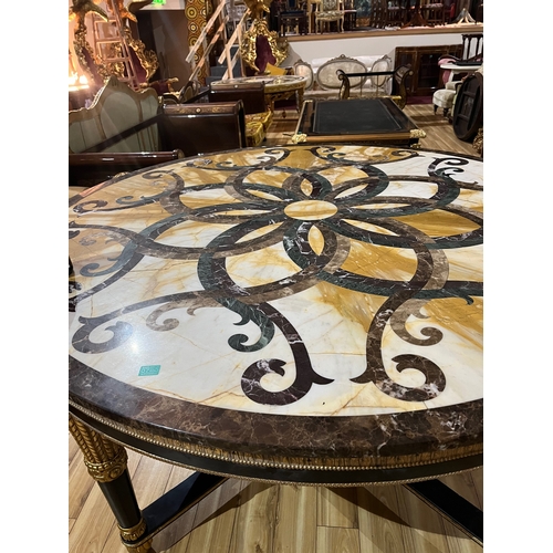 780 - Spectacular Marble Top Specimen Centre Table     Unusually Tall with Convex undercarriage, standing ... 