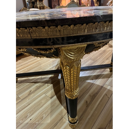 780 - Spectacular Marble Top Specimen Centre Table     Unusually Tall with Convex undercarriage, standing ... 