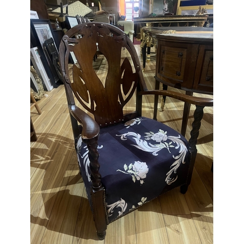 781 - An Edwardian Mahogany Half Moon Cabinet,
Vintage Armchair, Two Georgian Design Chairs and an Mahogan... 