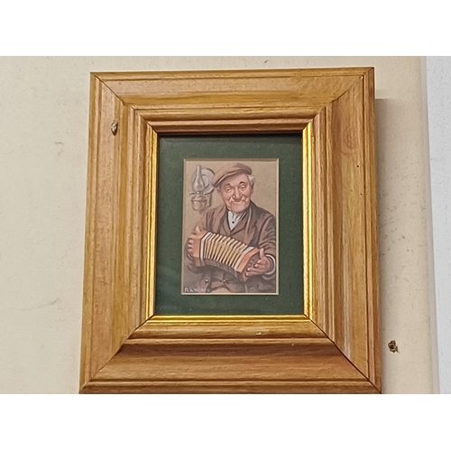 15 - Three Roy Wallace Prints of Traditional Irish Musicians (19cm x 23cm overall)