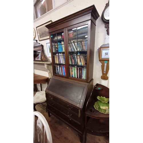 37 - Vintage Mahogany Bureau Bookcase