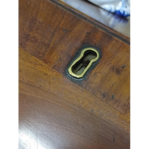 46 - Georgian Mahogany Bureau with a Fitted Interior, 5 Graduated Drawers over Bracket Feet