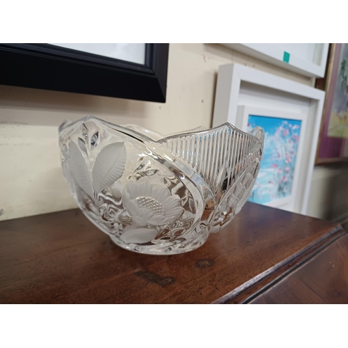 47 - Two German Pottery Cat Figures (22cm) and 2 Decorative Glass Fruit Bowls (22cm Diameter)