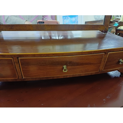 55 - 19th Century Mahogany Toilet Mirror with Boxwood String and 3 Drawer Platform Base