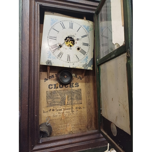 7 - 19th Century American Ogee Wall Clock with Painted Glass Panel, possibly Blackrock Castle