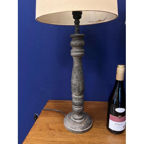 21 - Pair of Aged Timber Occasional Lamps (68 cm H)