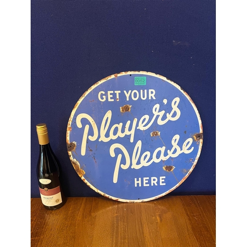52 - Vintage Style Tin Circular Players Please Sign (45 cm W )