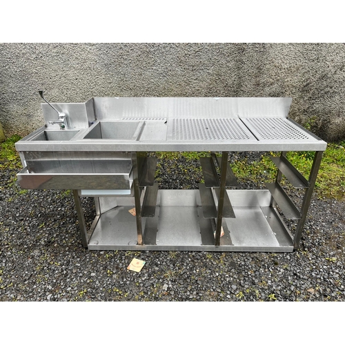 86 - Bespoke Under Counter Stainless Unit with Trays (178 cm W x 98 cm H x 65 cm D)