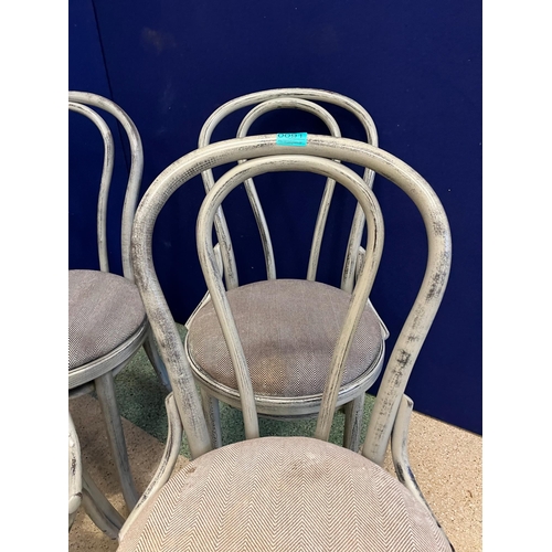 91 - Set of Four Bentwood Chairs, Grey Scrumble Effect. Upholstery as Found (90 cm H)
