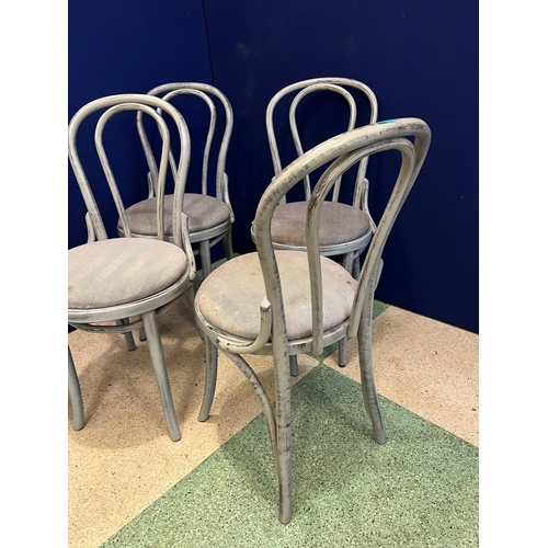 92 - Set of Four Bentwood Chairs, Grey Scrumble Effect. Upholstery as Found (90 cm H)