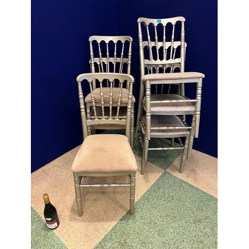 98 - Set of Six Quality Metal Stacking Banqueting Chairs, Variation on Fabric and Condition (90 cm H)