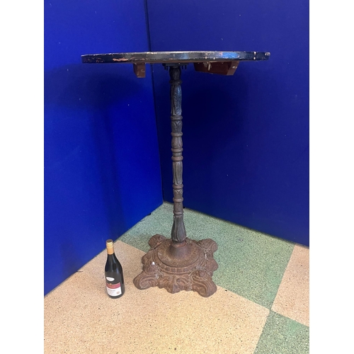 110 - Very Fine Cast Iron Tall Bar Table with Painted Top (70 cm W x 105 cm H)