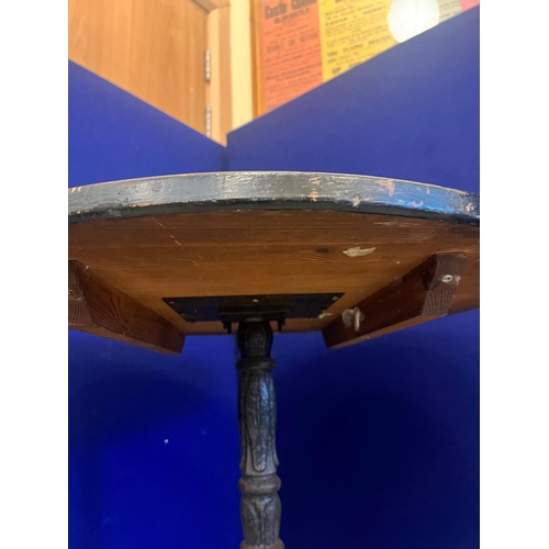 110 - Very Fine Cast Iron Tall Bar Table with Painted Top (70 cm W x 105 cm H)
