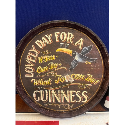 118 - Lovely Day for a Guinness Circular Advertisement and a Guinness for Sure Tin Advertisement (Tray 60 ... 
