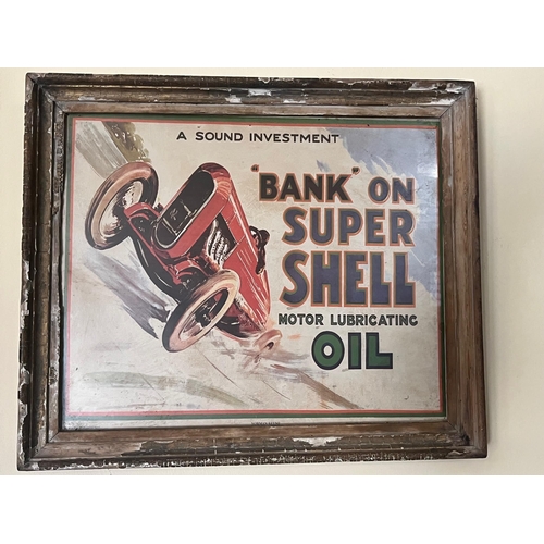 121 - Bank On Super Shell Vintage Style Print in Distressed Frame (55 cm W x 47 cm H)