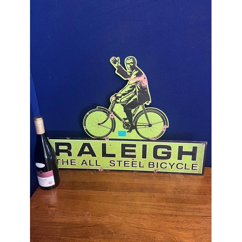 126 - Vintage Style Tin Raleigh Bicycle Advertisement (70 cm W x 50 cm H)