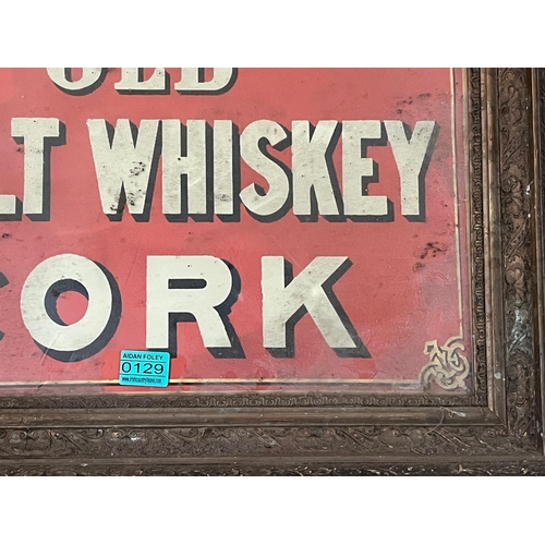 129 - C. Waters & Sons Old Malt Whiskey Vintage Style Print in Distressed Frame (62 cm W x 50 cm H)