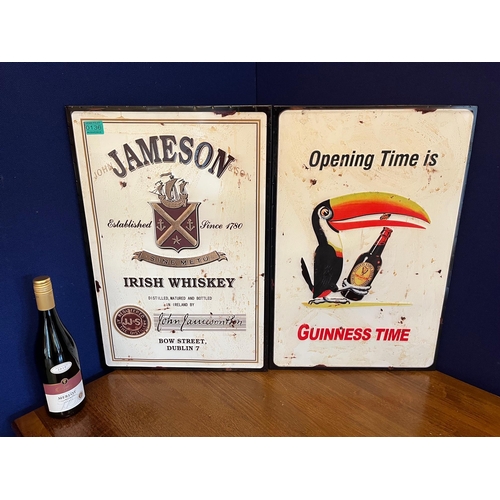 136 - Two Metal Vintage Style Advertisements, Guinness and Jameson (40 cm W x 60 cm H)