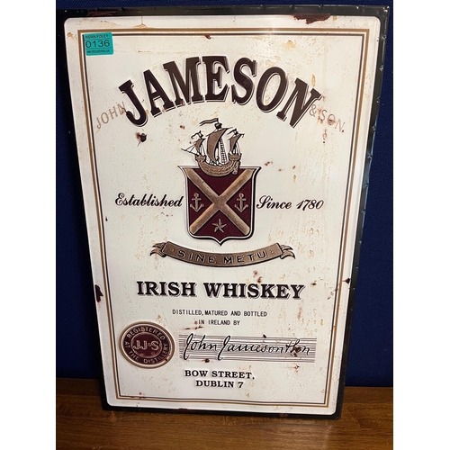 136 - Two Metal Vintage Style Advertisements, Guinness and Jameson (40 cm W x 60 cm H)