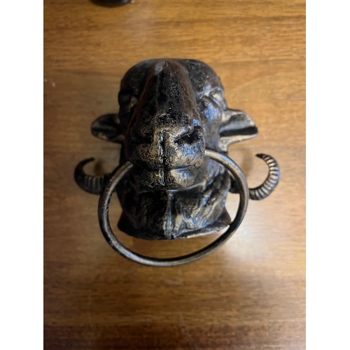 139 - Two Door Knockers in the Form of a Rams Head and a Pig