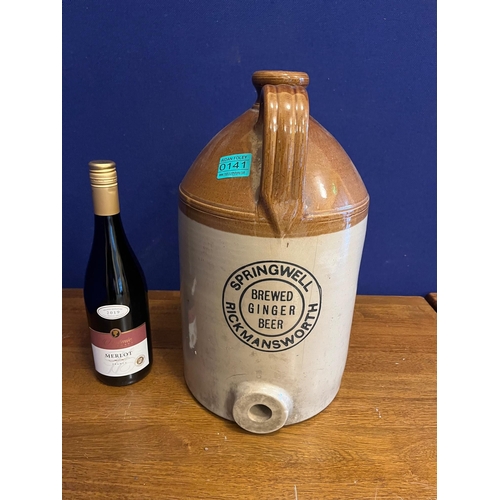 141 - Springwell Rickmansworth Ginger Beer Earthenware Jar (23 cm W x 40 cm H)