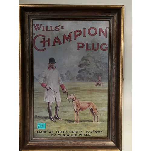 149 - Wills Champion Plug Pictorial Advertisement (43cm W x 60 cm H)