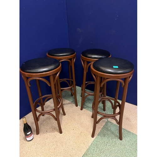 153 - Set of Four Tall Bentwood Stools, Small Variations (80 cm H)