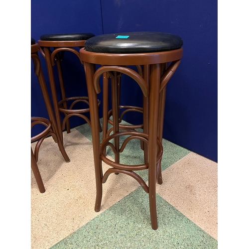 154 - Set of Four Tall Bentwood Stools, Small Variations (80 cm H)