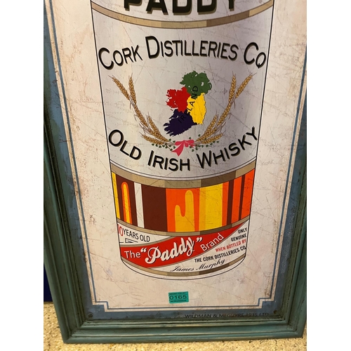 165 - Paddy Whiskey Cork Distilleries Co. Vintage Style Tin Sign (45 cm W x 110 cm H)