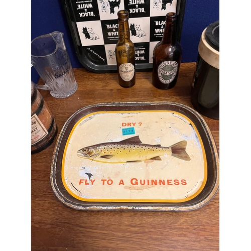 174 - Guinness, Black & White Tray and Various Items